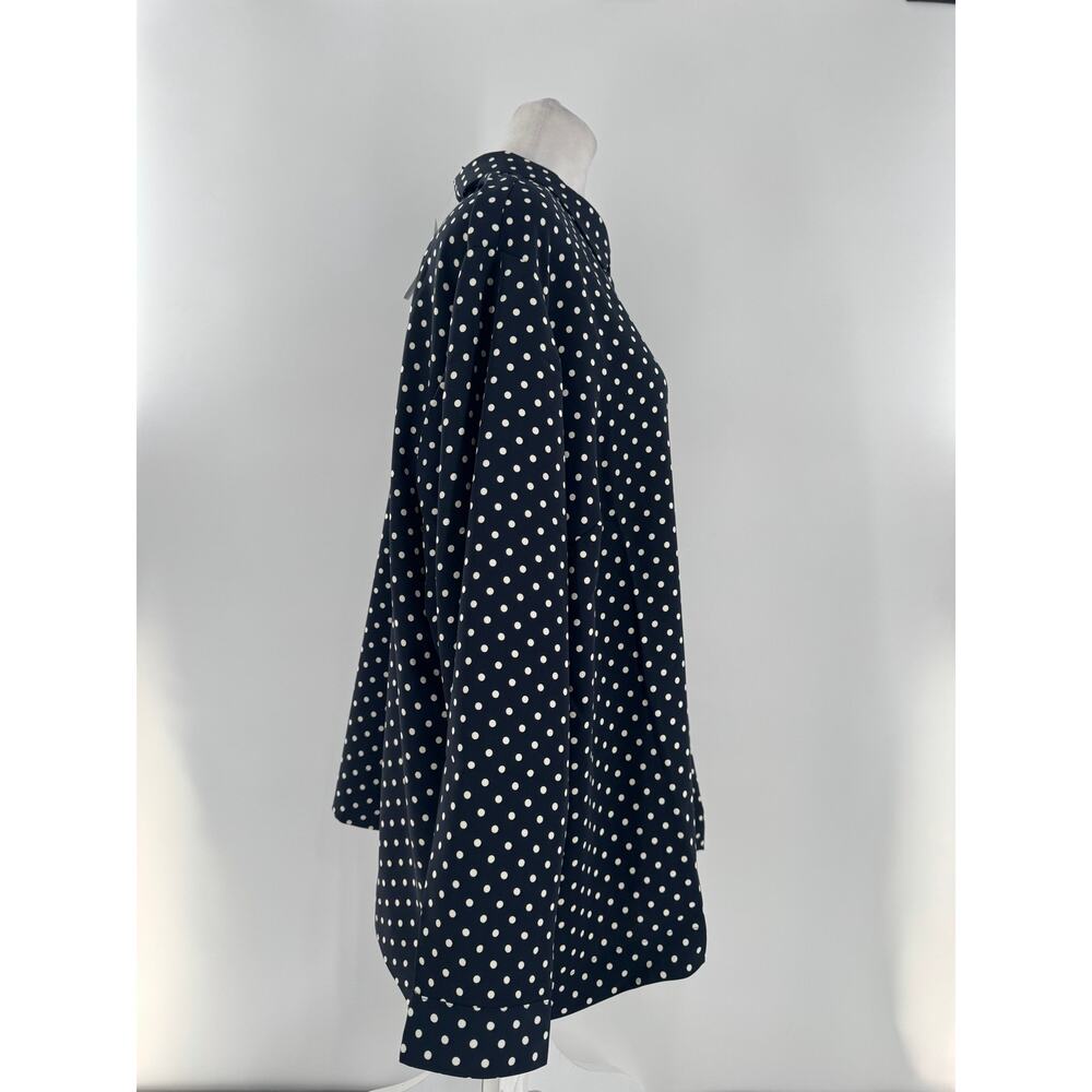 J.Jill Wearever Navy Polka Dot Button Down Blouse Plus SZ 2X Artsy Office Preppy - Picture 5 of 14